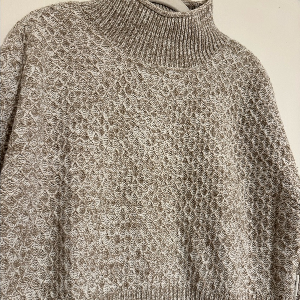 Knit Beige Turtleneck Sweater - Picture 2 of 5
